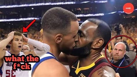 lebron and curry kissing|lebron and steph kiss.